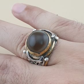 Natural Sulemani Eye Agate Gemstone Ring Antique Brass Silver Design# 169