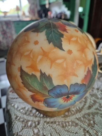 Handpainted Glass Globe shade Bellova Antique 1920s/30s Bellova Art Nouveau Czech glass globe shade