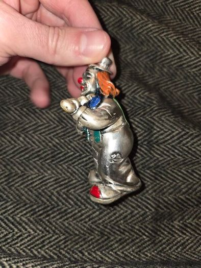 925 Sterling Silver Italian Clown Playing Violin Statue