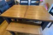 Solid Oak Extendable Dining Table,4 Chairs and a bench - Danube Range @ Harvey Normans