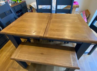 Solid Oak Extendable Dining Table,4 Chairs and a bench - Danube Range @ Harvey Normans