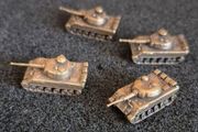 Miniature brass German panther tanks (4) aprox scale 1/350- 1/400 .