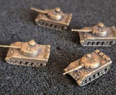 Miniature brass German panther tanks (4) aprox scale 1/350- 1/400 .