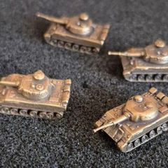 Miniature brass German panther tanks (4) aprox scale 1/350- 1/400 .