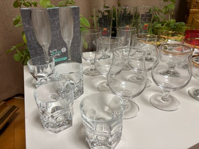 Large set of various glasses
