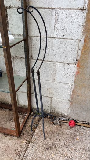 Steel - cast iron shelves with glass and cast iron candle holders