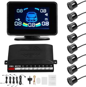 Car Parking Sensors Front & Rear Reversing Sensors Support Sound Warning/Buzzer/Mute with 8 Parking Sensors Distance Detection LCD Distance Display