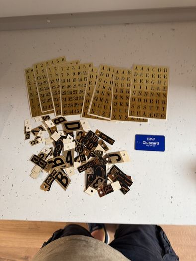 Adhesive numbers and letters  black gold metal