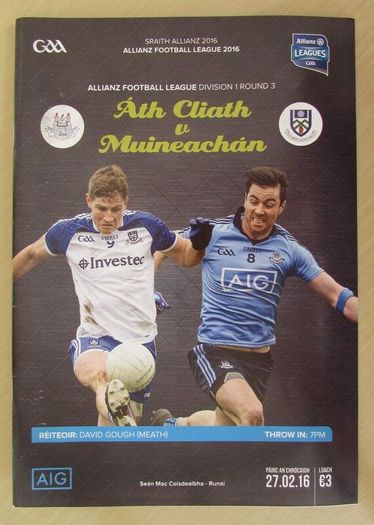 2016 Dublin v Monaghan - GAA Allianz Football League Programme