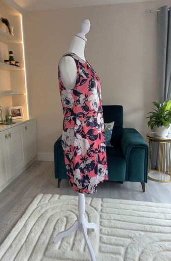 Ladies Pink & Navy Floral Midi Dress from Apricot