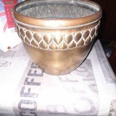 Antique Brass Planter Jardiniere with Embossed Motifs Like Teardrop Pattern, Postage Available or Collection in Rochfortbridge Westmeath