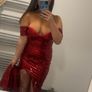 Red sequin off shoulder debs dress Image 2