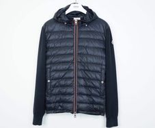 Moncler Navy Hooded Down Tricot Cardigan