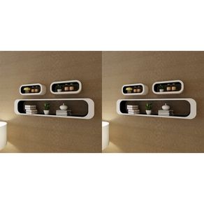 Wall Cube Shelves 6 pcs Black and White