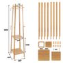 Bamboo Coat Rack Free Standing 2-Shelves Clothing Storage Garment Organizer Stand with 8 Hooks Clothes Poles 55kg Load-bearing f Image 3