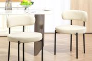 Set of 2 dining chairs with fabric backrest steel legs 51 x 51 x 76 cm beige black