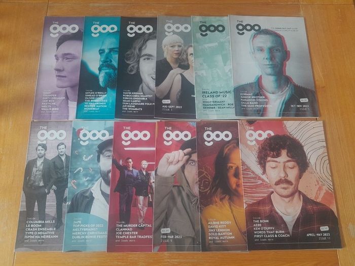 Complete 1 Year Collection of 'The Goo', Dublin Independant Music Magazine, Issues 0-11. 2022 to 2023, featuring Soak, David Keenan, The Murder Capital, Grave Goods, Kormac, Jape, Planned, Meryl Streek, Ailbhe Reddy, David Kitt and more.