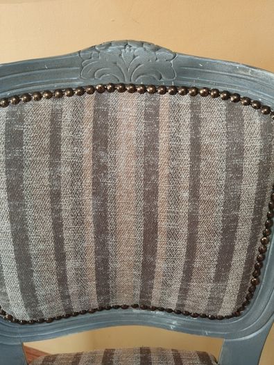 French Rustic Upholstered High Chair / Counter Chair