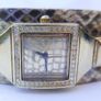 Guess Gold Tan Python Leather Embossed Cuff Band Glitz Watch-u0225l2 Image 10