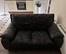 Black Leather 2 Seater Sofa
