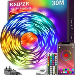 30m Led Strip Lights RGB Music Sync Color Changing, Led Lights with Smart App Control Remote, Lights for Bedroom Lighting Flexible Home Decoration