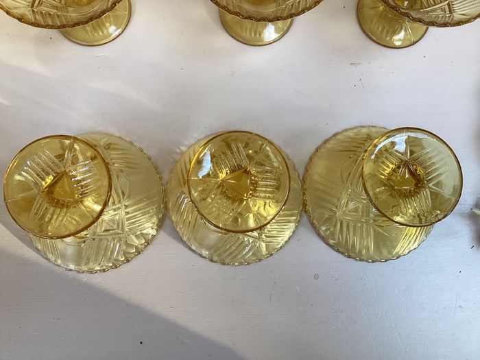 Vintage Amber Depression Glass Dessert Bowls - Set of 6 (1930s Sherbet Dishes)