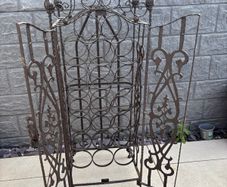 Vintage Wrought Iron Lockable Wine Cabinet with 20 Bottle Capacity