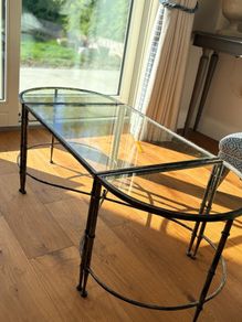 BoConcept 3 Piece Glass Coffee Table Modular  Demilune Design