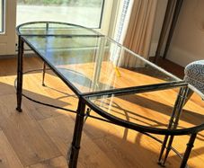BoConcept 3 Piece Glass Coffee Table Modular  Demilune Design