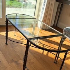 BoConcept 3 Piece Glass Coffee Table Modular  Demilune Design
