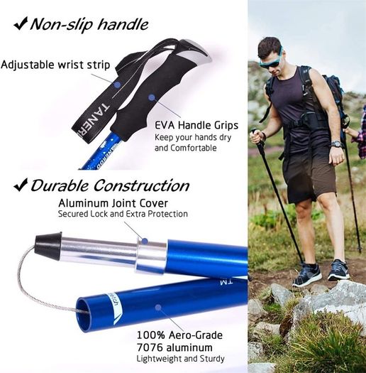 Trekking Pole, Collapsible Walking Hiking Stick for Men Women, Ultralight Aluminum Ski Pole with EVA Grip (FREE SHIPPING)