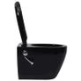 Wall Hung Rimless Toilet with Bidet Function Ceramic Black Image 7