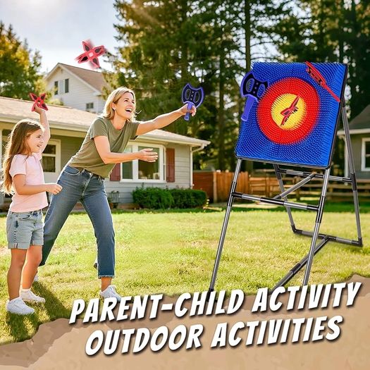 Axe Throwing Game for Backyard, Axe Throwing Target Set with 16 Throwing Axes Outdoor Games Indoor Carnival Yard Lawn Backyard Games for Age 6-12