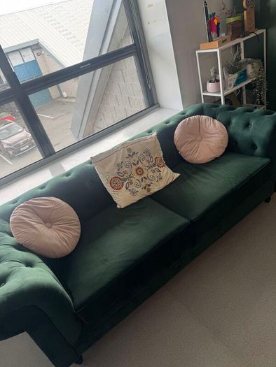 Green Crushed velvet couch