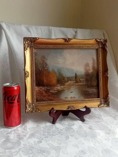 PRICE DROP Oil on canvas, Autumn scene in gilted frame 12" X  10"