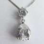Vintage 925 Sterling Silver necklace with teardrop and round stone pendant Image 10