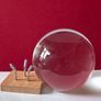 Crystal glass ball on wood/metal base. Image 4