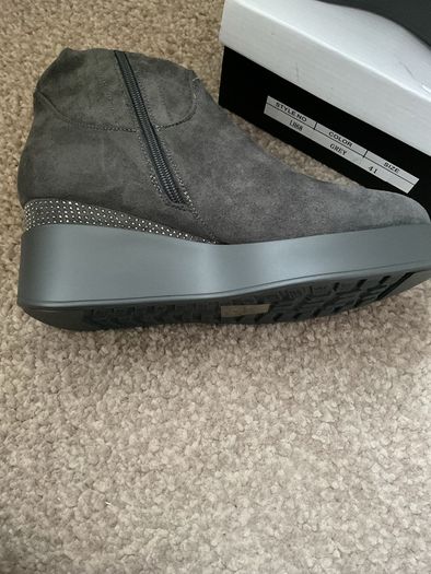 boots grey suede effect wedge sock boots size 41