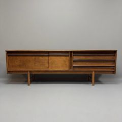 Large Mid Century Modern Asymmetrical Teak Credenza or Media Console