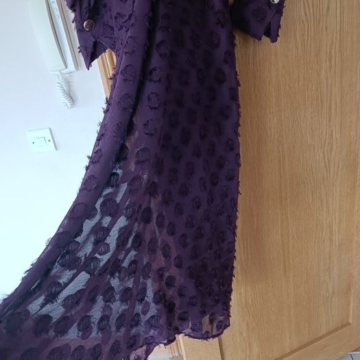Zara boho swiss dot midi wine burgundy dress S 8/10