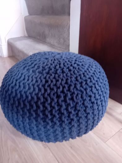 Navy knitted Footstool