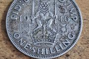 Great Britain UK 1946, One Shilling, George VI, Scottish Crest, Silver Coin - free standard postage