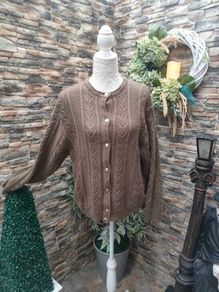 Brown button up knitted cardigan made in Italy