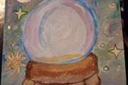 Hand painted celestial crystal ball.