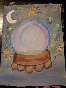 Hand painted celestial crystal ball.