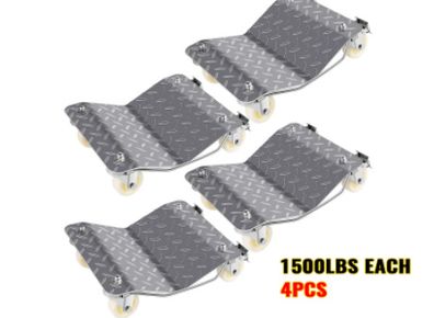 4 Pcs Car Tire Wheel Trolley Dollies Vehicle Moving Tire Skates with 4 Casters 1500 Lbs Weight Capacity Auto Repair Mover