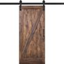 6.6 FT 200cm Black Barn Door Hardware Kit with Handle, Steel Sliding Track 200cm Roller Door Hardware Black Antique Handle Included Image 2