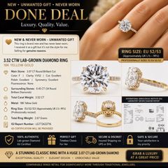 New 3.52ct Lab Grown Diamond 18ct Yellow Gold Ring