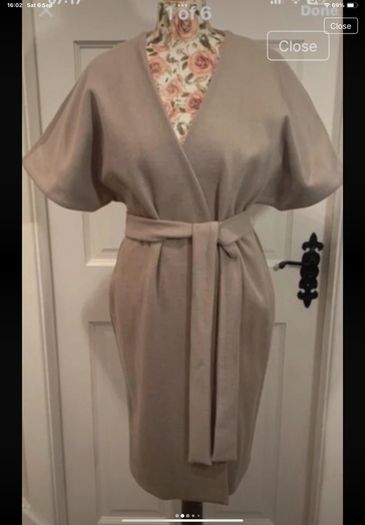 coat oasis size medium tie belted oatmeal beige coat