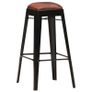 Bar Stools 4 pcs Black Real Leather Image 8